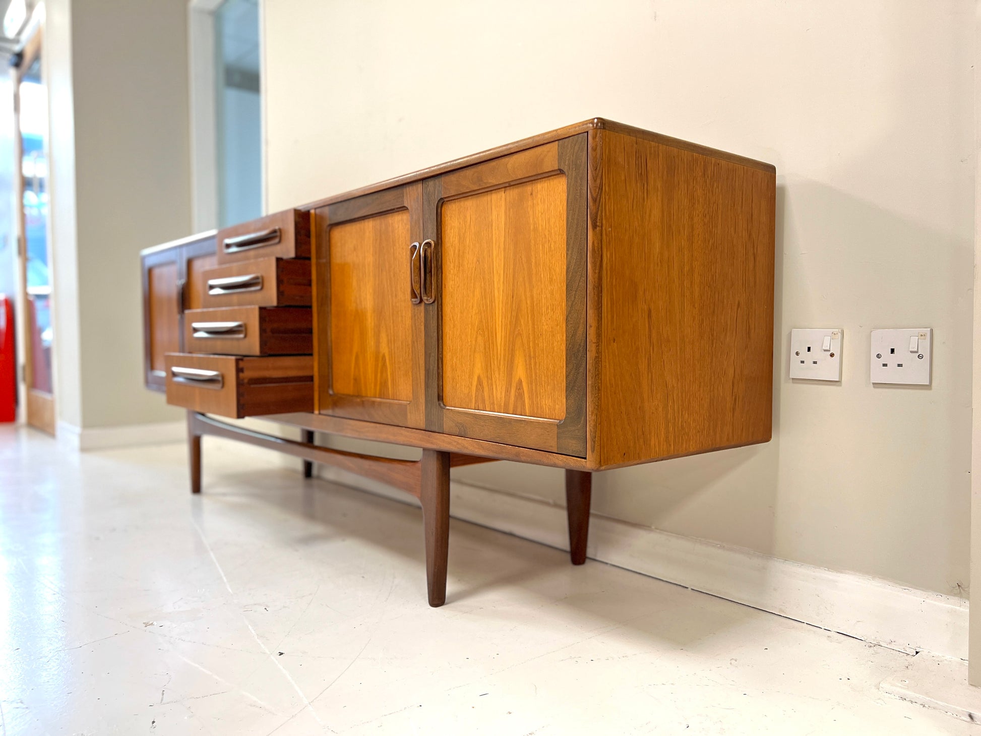 G Plan Fresco Long John teak sideboard detail 3