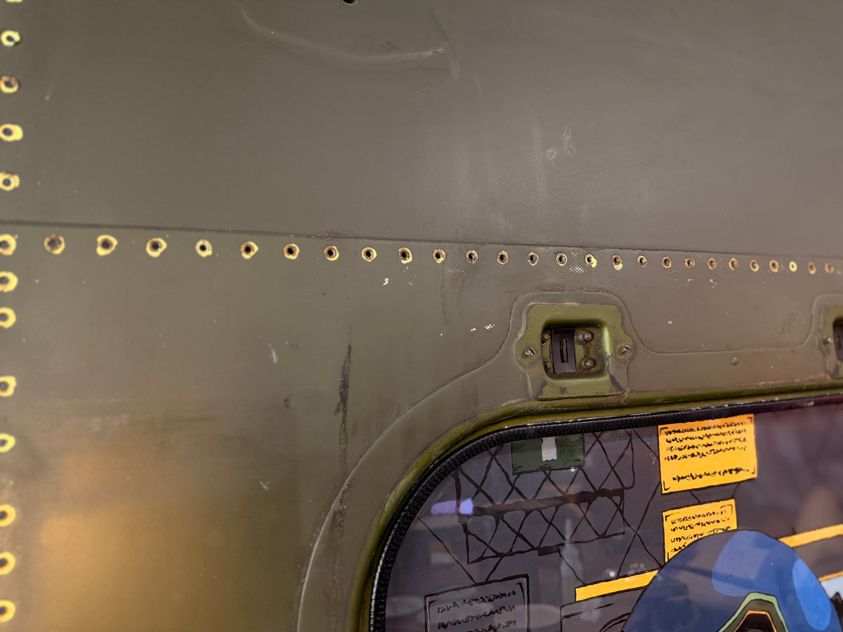 Original Merlin helicopter door rivet and latch detail