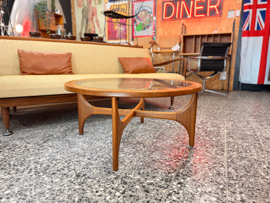 Stonehill teak and glass round coffee table