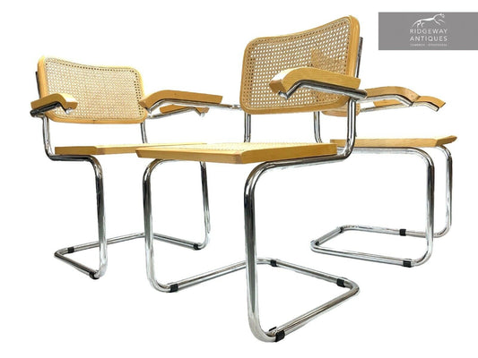 Set Of 3, Marcel Breuer - Cesca, B64 Style Chairs - Made In Italy