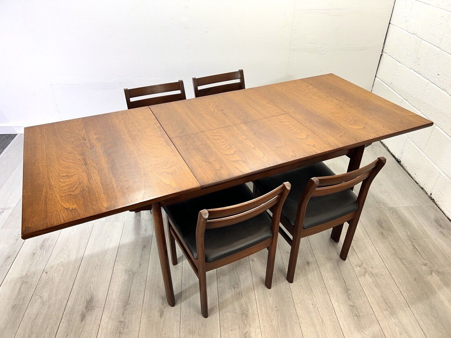 White & Newton, Mid Century Teak Extending Dining Table and 4 Dining Chairs