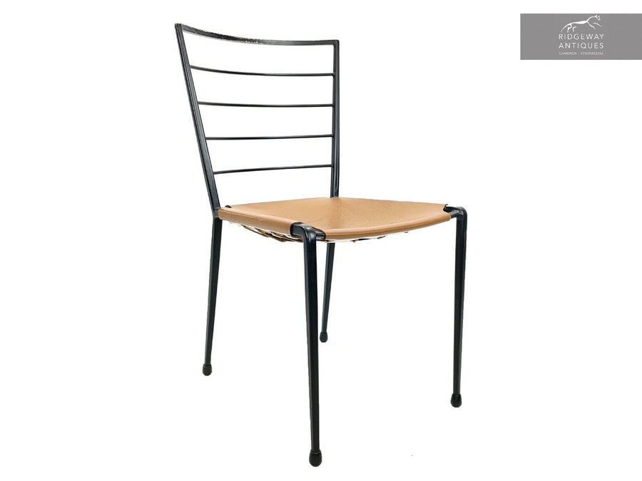 Rare Ladderax steel and leather chair