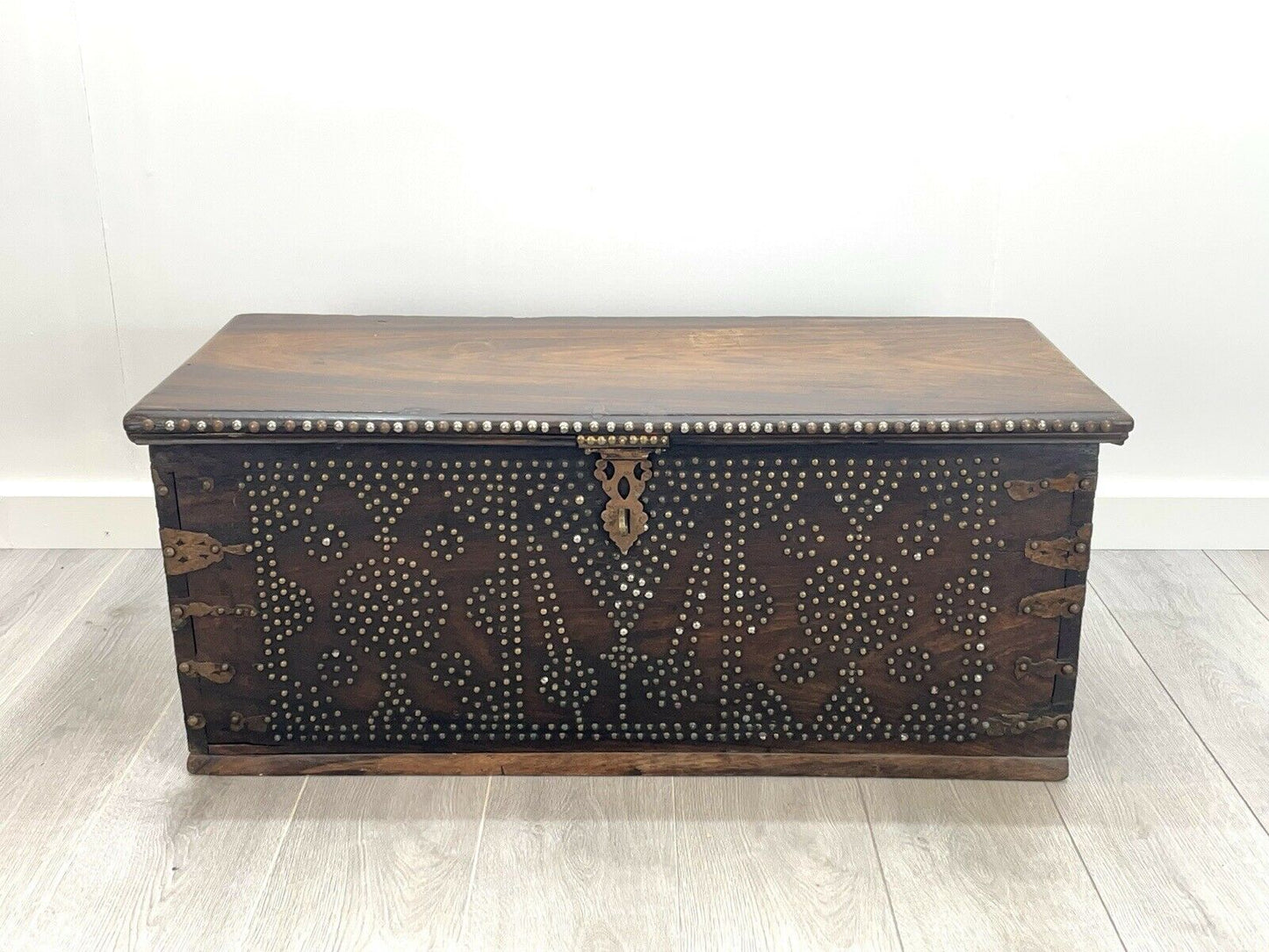 19th Century, Studded Rosewood Zanzibar Chest With Secret Compartment
