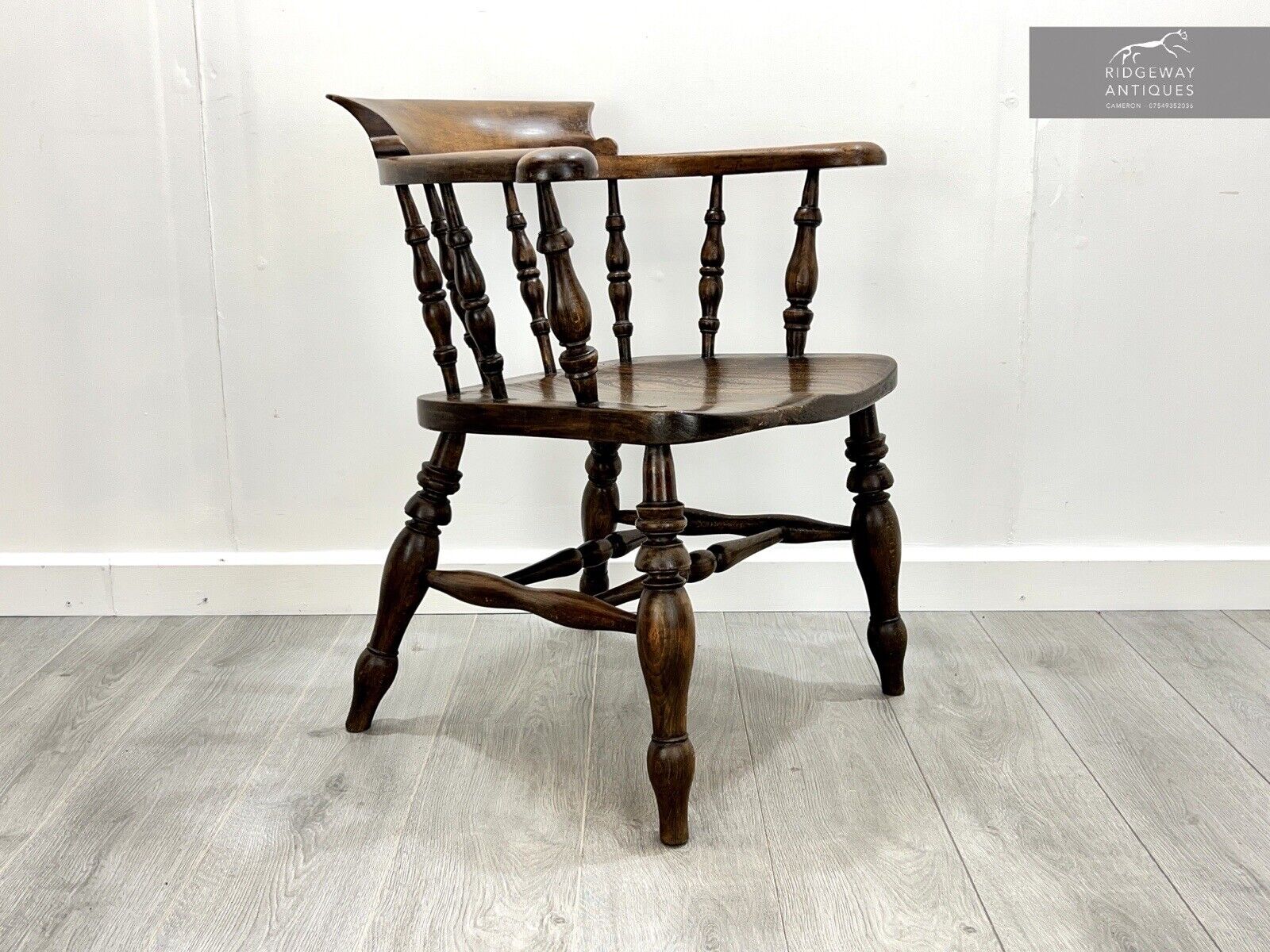 19th Century, Dark Elm Smokers Chair