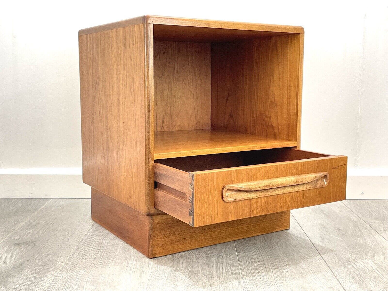 G Plan Fresco, Vintage Teak Bedside Table With Shelf and Singular Drawer