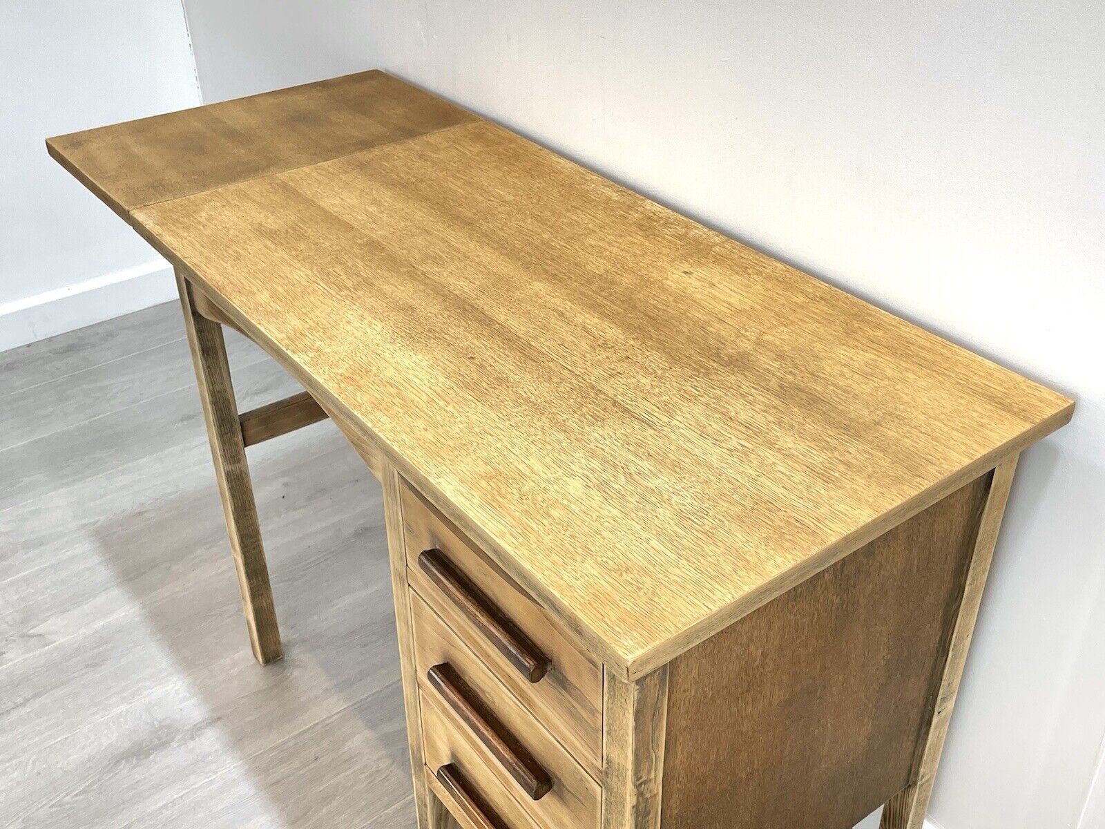 Vintage / Mid Century, Stripped Oak Drop Leaf Office Desk