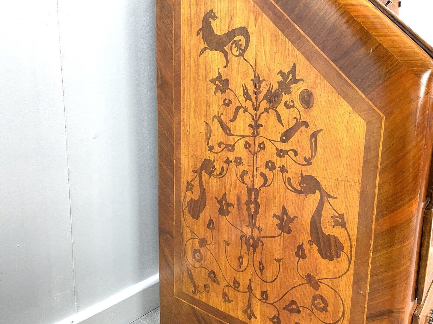 18th Century, Dutch Inlaid / Marquetry, Walnut Bookcase Bureau