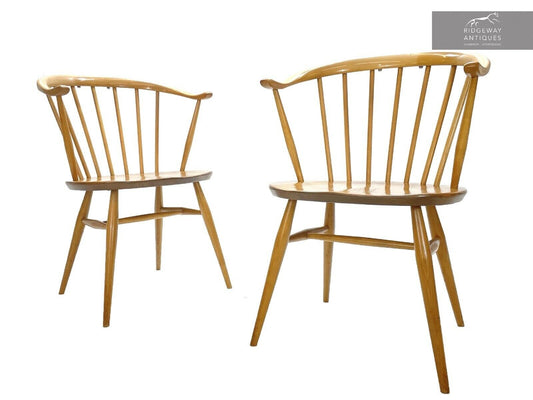 Pair Of Ercol 449a, Cowhorn Chairs