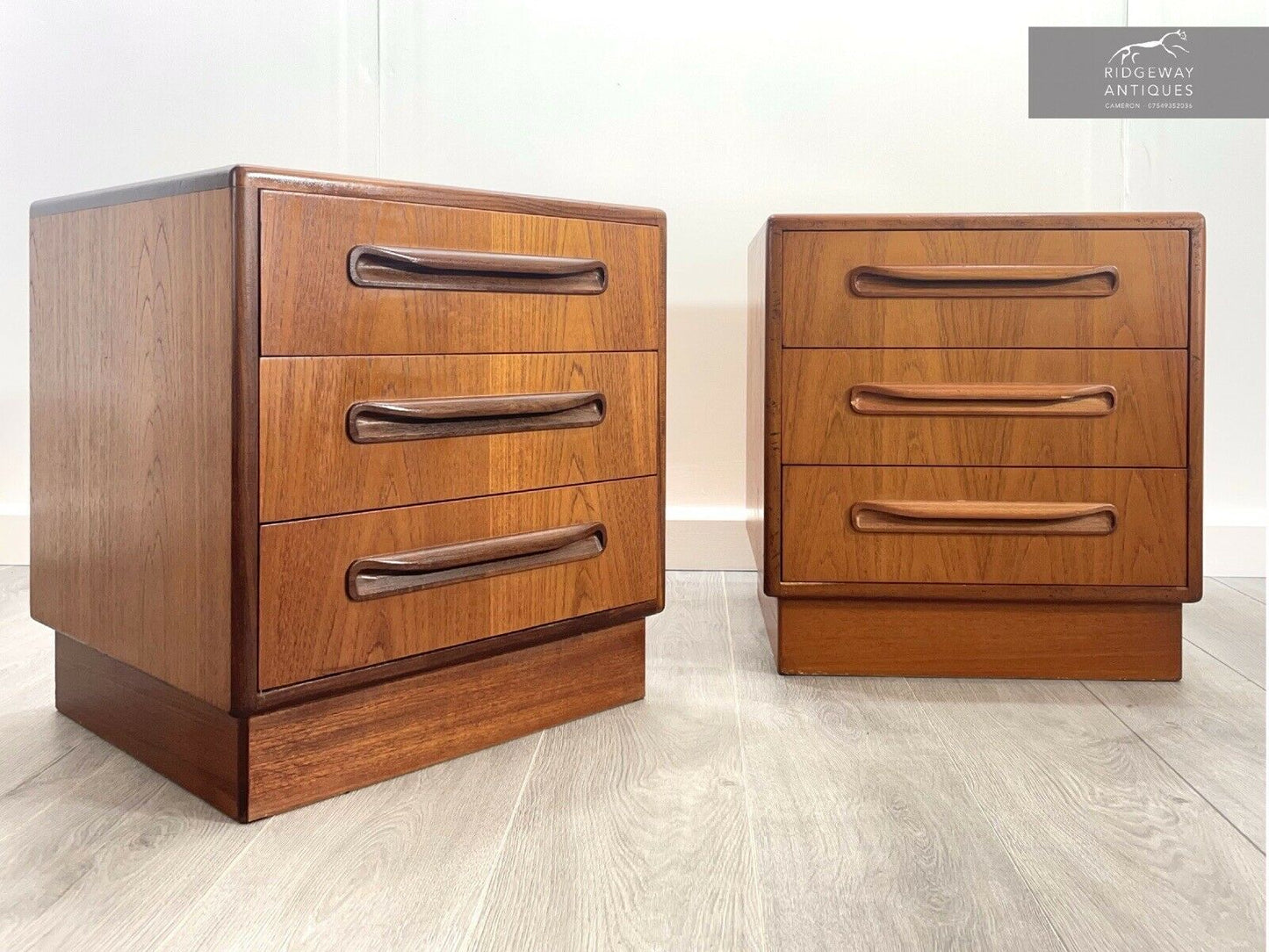 G Plan Fresco, Pair of 3 Drawer Bedside Table / Chest of Drawers