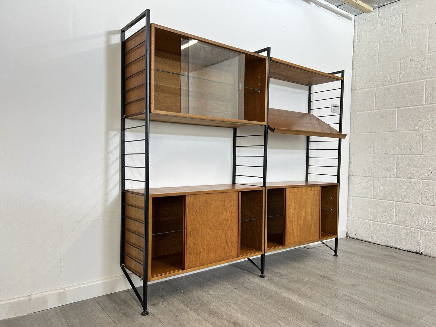 Ladderax, Mid Century Teak and Steel Modular Shelving