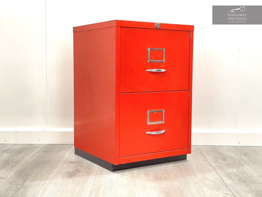 Vintage, 2 Drawer Red Filing Cabinet