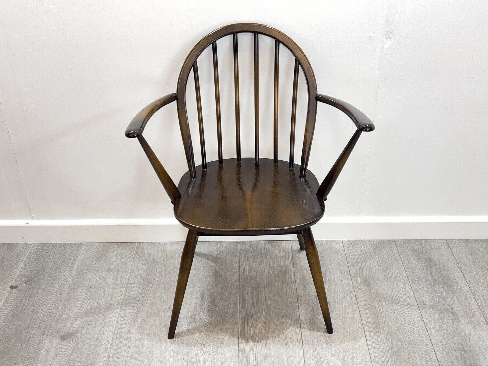 Ercol Model 370A, Mid Century Carver Dining Chair in Traditional Dark Elm