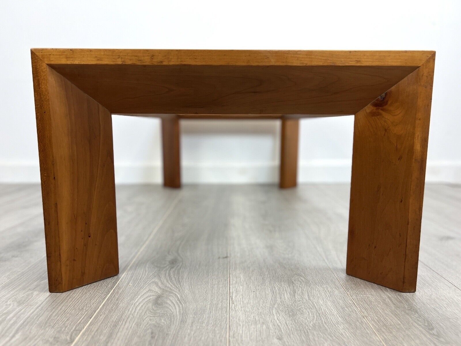 Vintage Cherry Wood and Glass Coffee Table