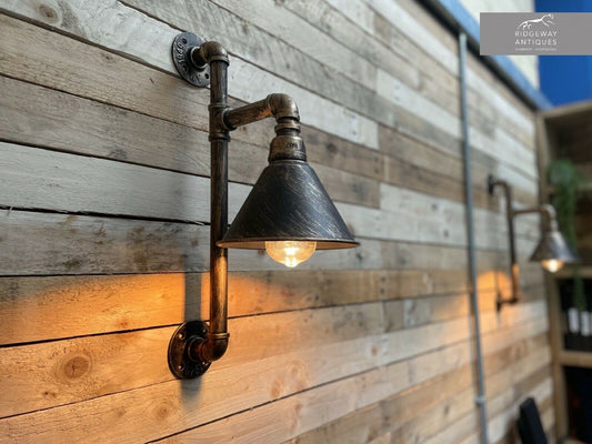 Industrial / Steampunk, Pipe Wall Lamp / Light - Approved For Commercial Install