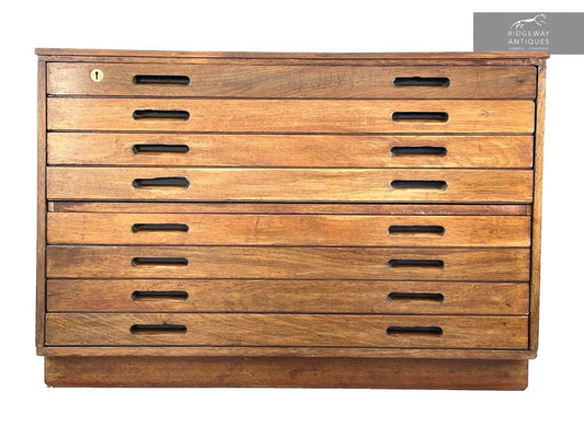 Vintage Plan Chest / Architects Drawers, 8 Drawer Bank Of Drawers