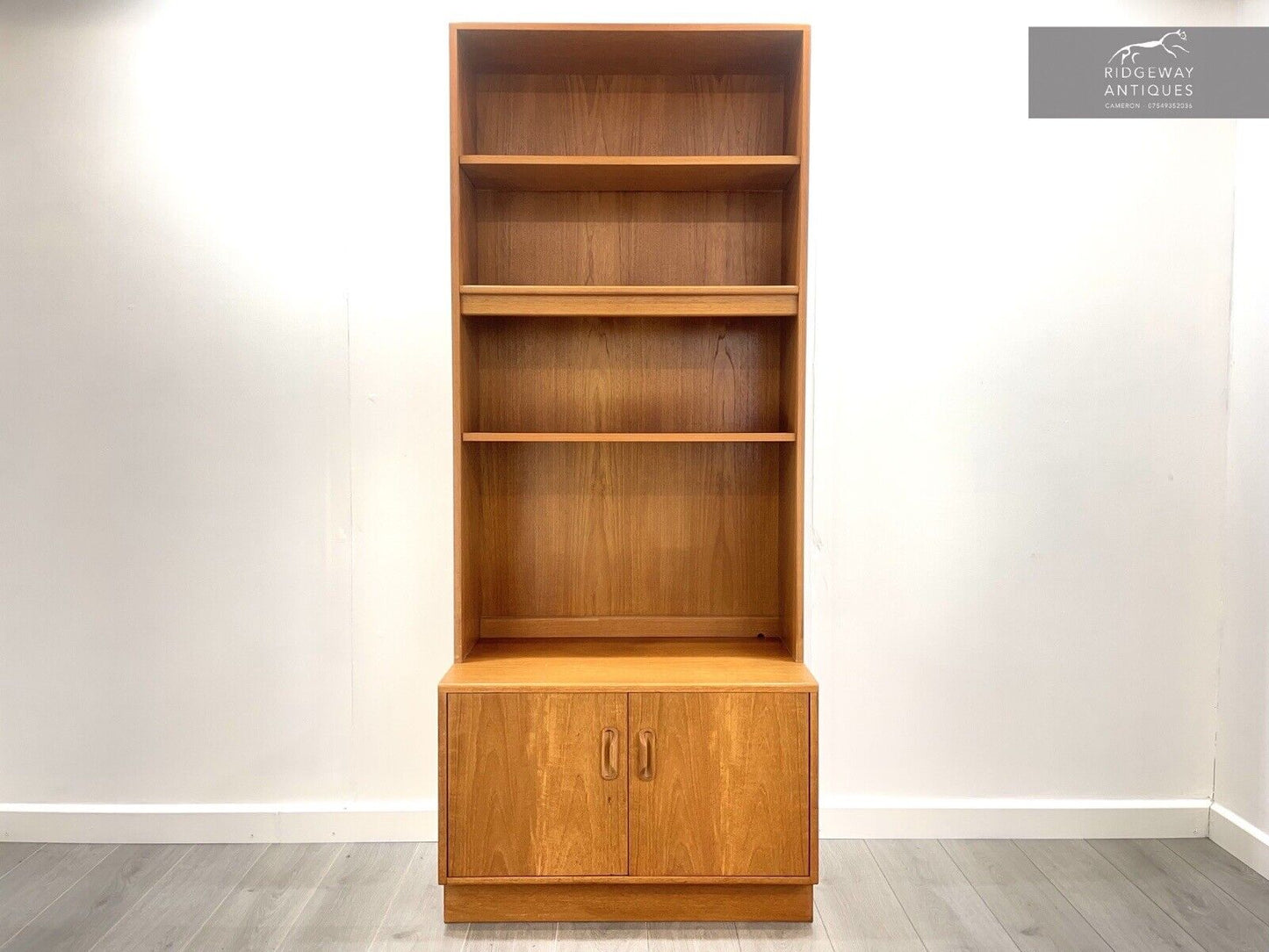 G Plan Fresco, Mid Century Teak Bookcase Above 2 Door Cupboard