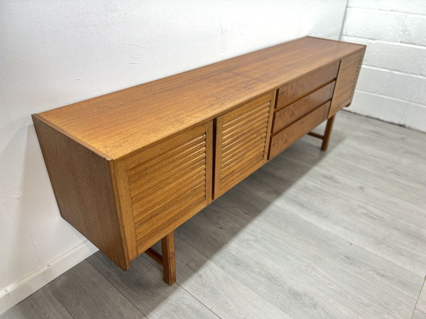 Mcintosh Of Kirkcaldy, Mid Century Teak, Louvred Door Sideboard / Credenza