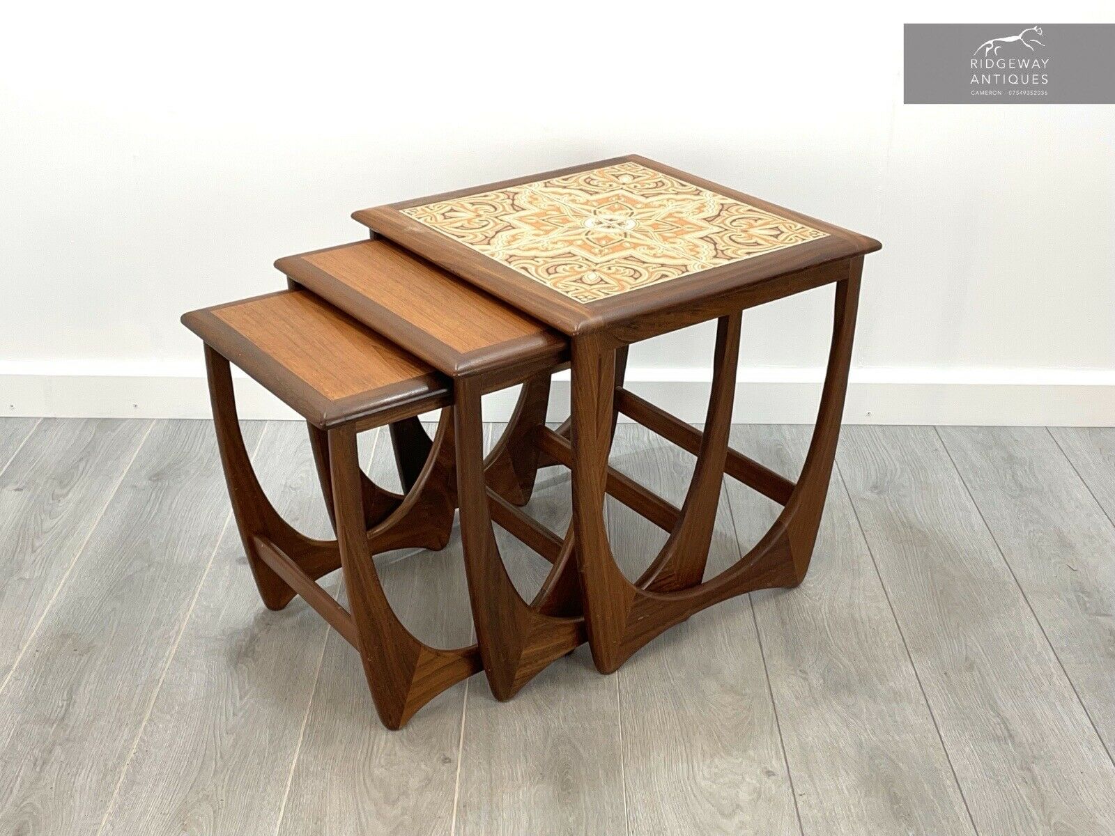 G Plan Astro, Nest of 3 Teak Tiled Tables