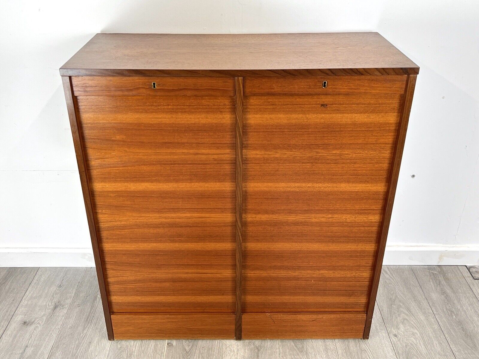 Vintage Danish Tambour Double Filing Cabinet