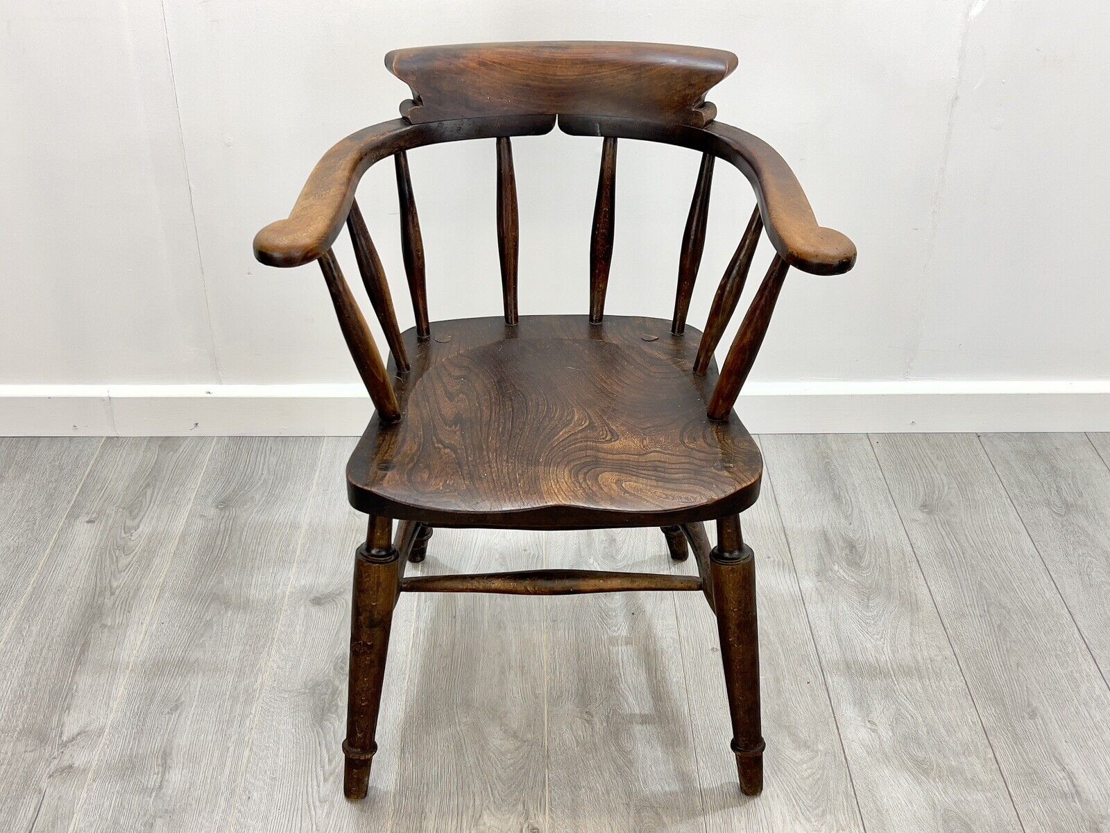 19th Century, Dark Elm Smokers Chair