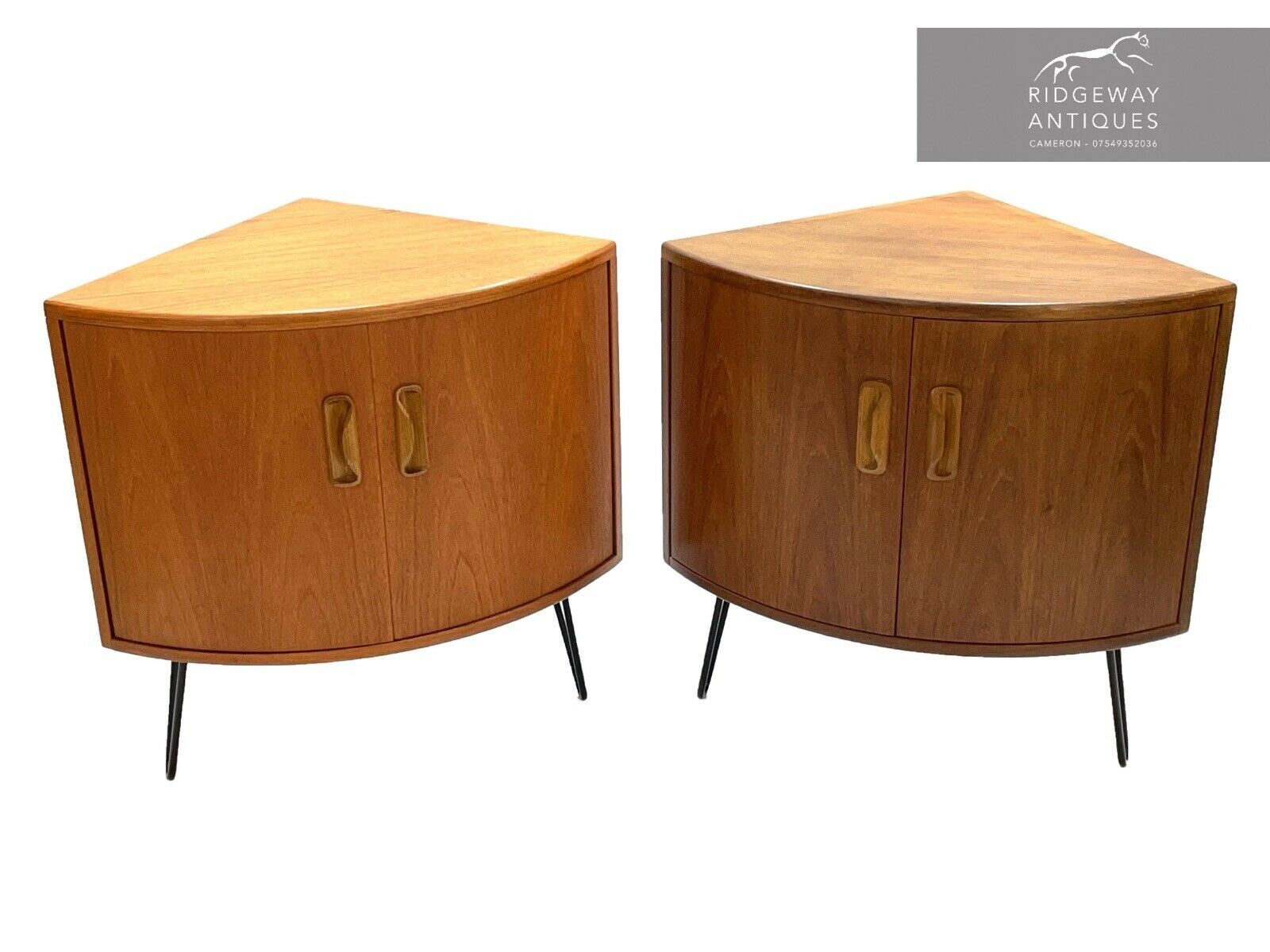 Similar Pair Of G Plan Fresco Corner Cabinets / Bedside Tables with Hairpin Legs