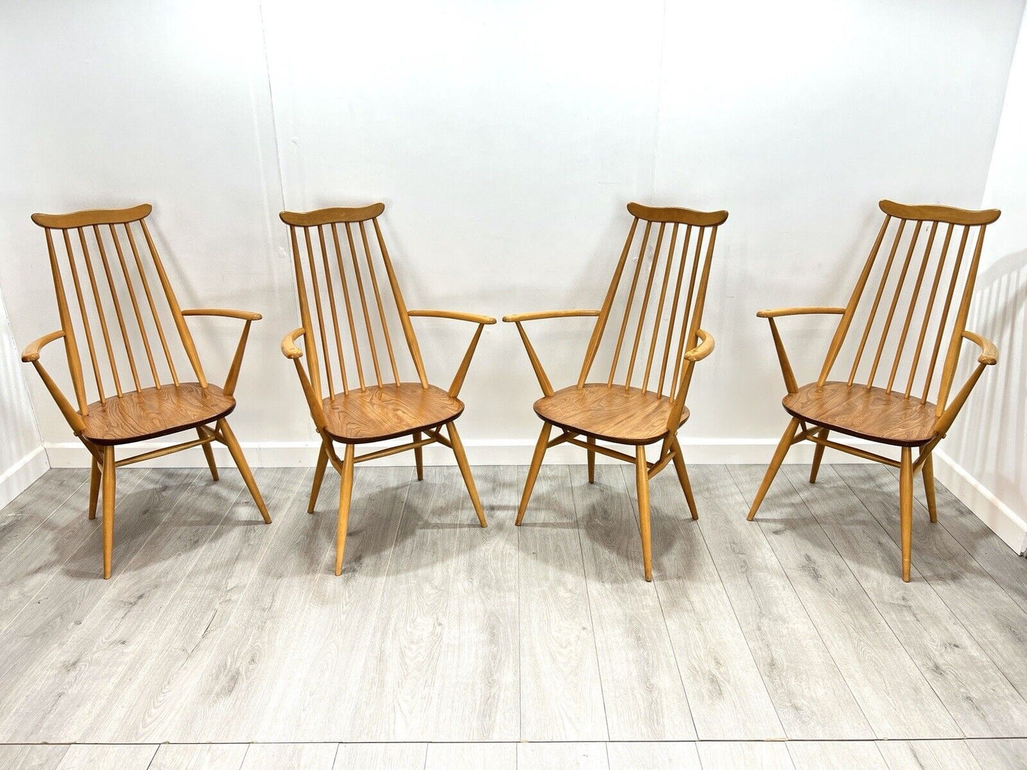 Ercol Goldsmith, Set of 4 Model 369A Mid Century Dining Chairs