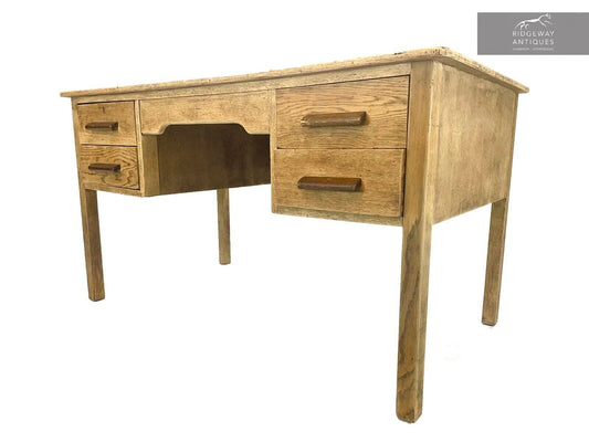 Vintage / Mid Century Stripped Oak Teachers / Office Desk