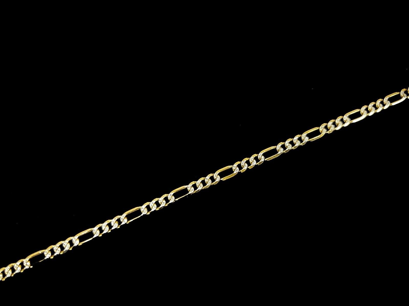 9ct Yellow Gold Figaro Link Necklace with White Gold Fancy - 22”, 15.3g