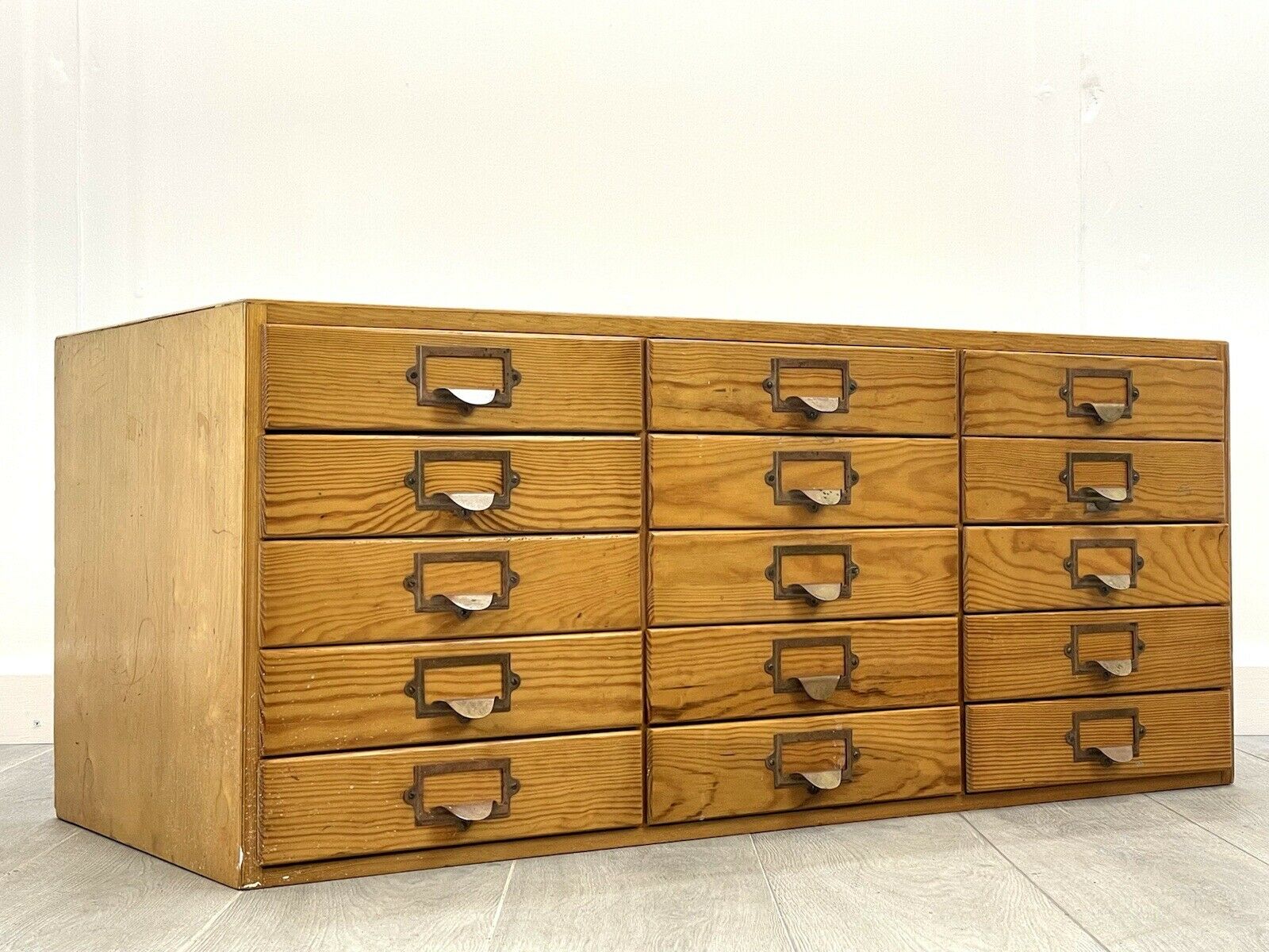 Industrial, Pine,15 Drawer Index Cabinet / Set of Drawers