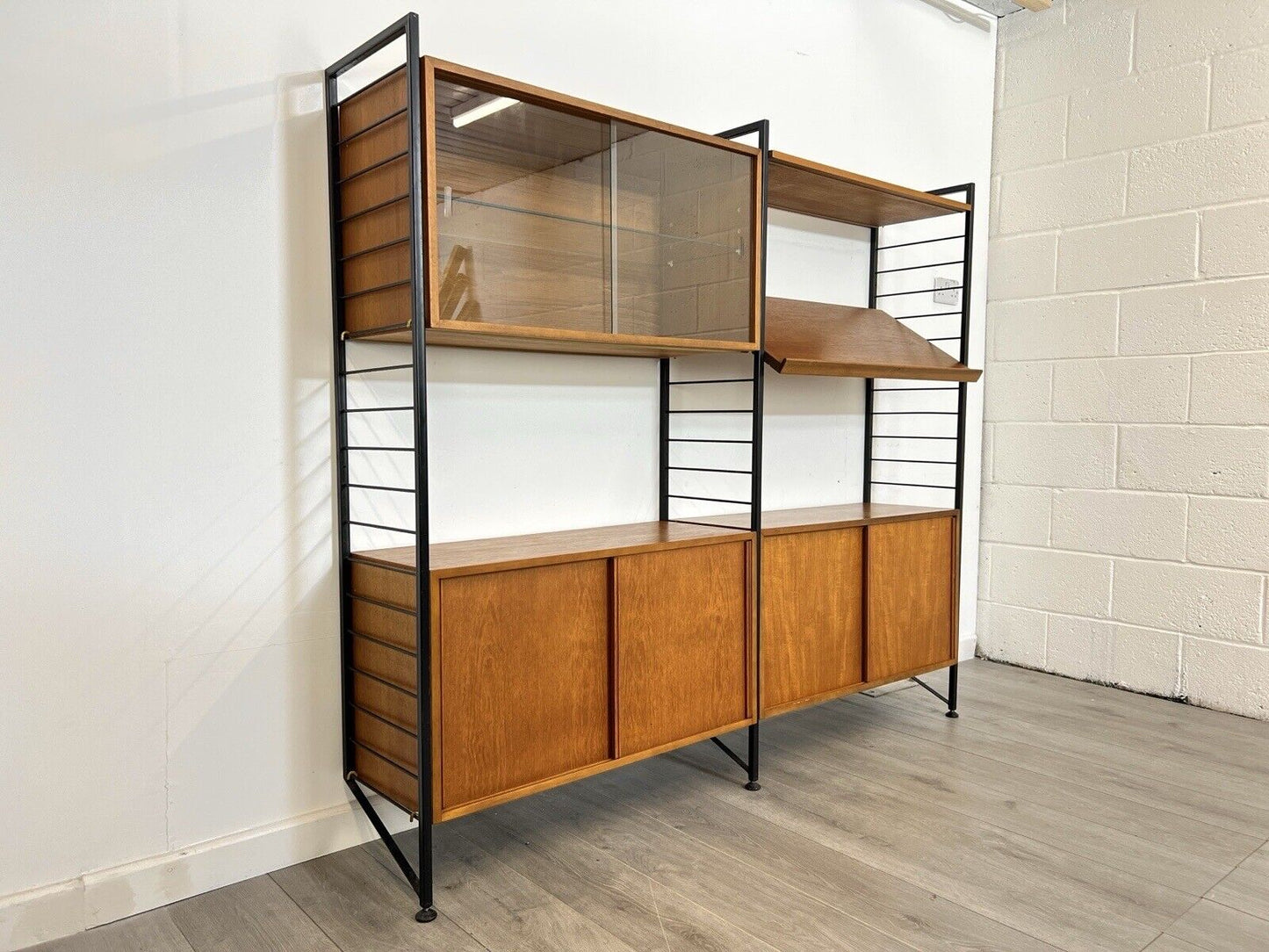 Ladderax, Mid Century Teak and Steel Modular Shelving