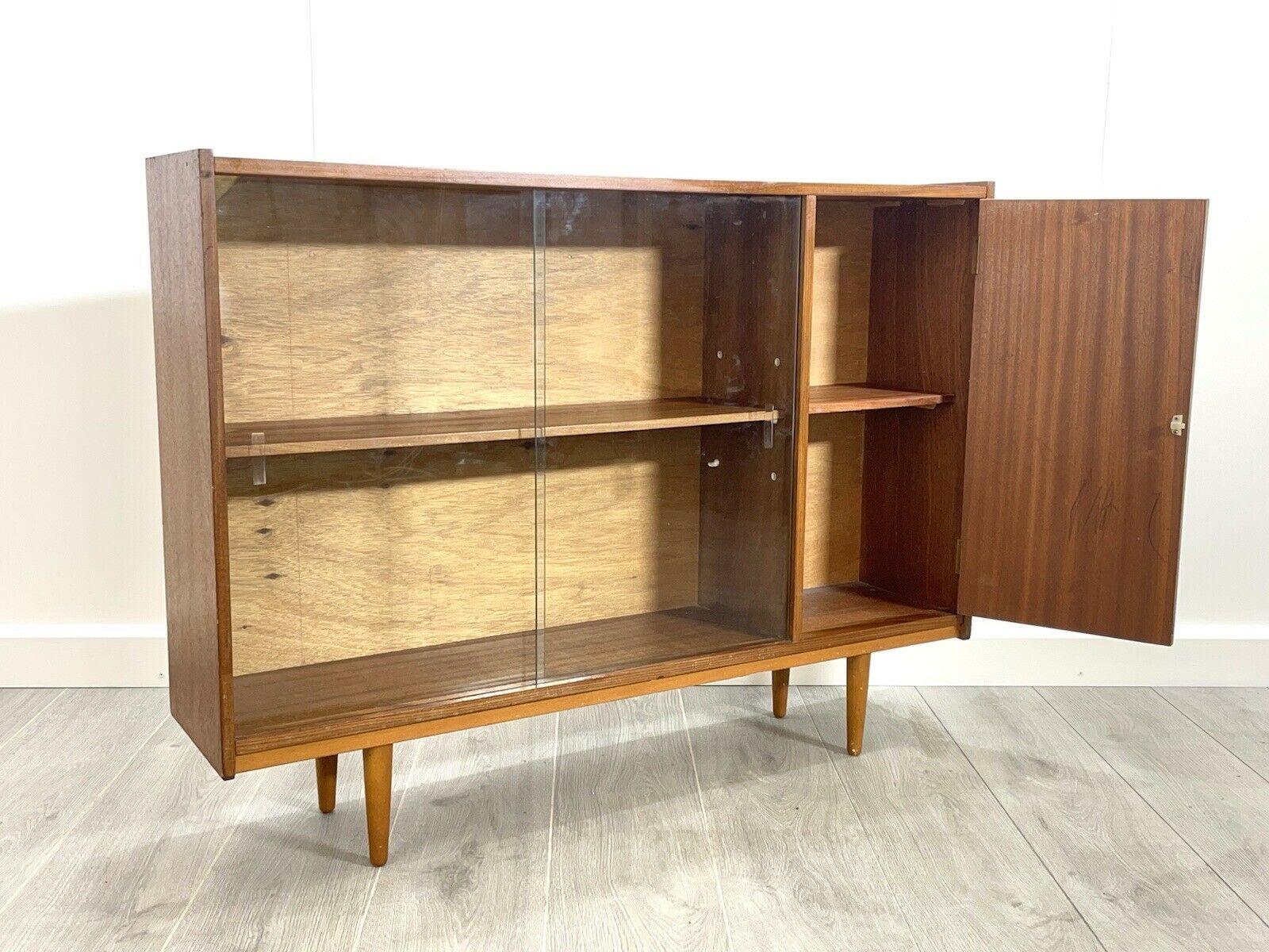 Mid Century, Small Teak Glazed Bookcase