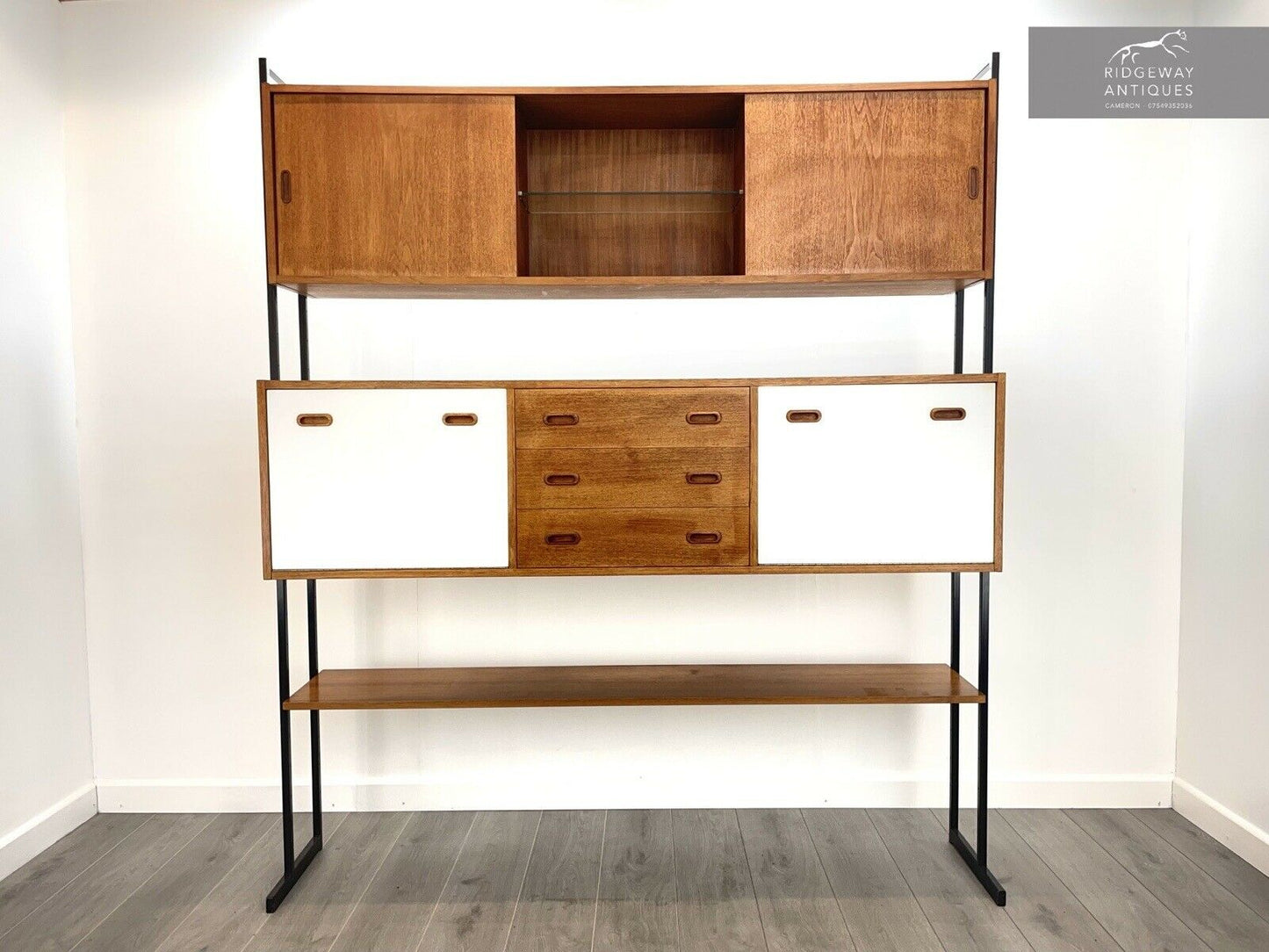 Interflex, Mid Century, Modular Teak and Formica Shelving Unit