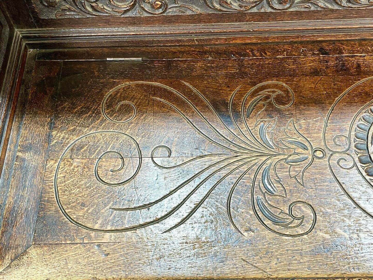 A Carved, 19th Century, Flemish Style, Oak Bench / Settle