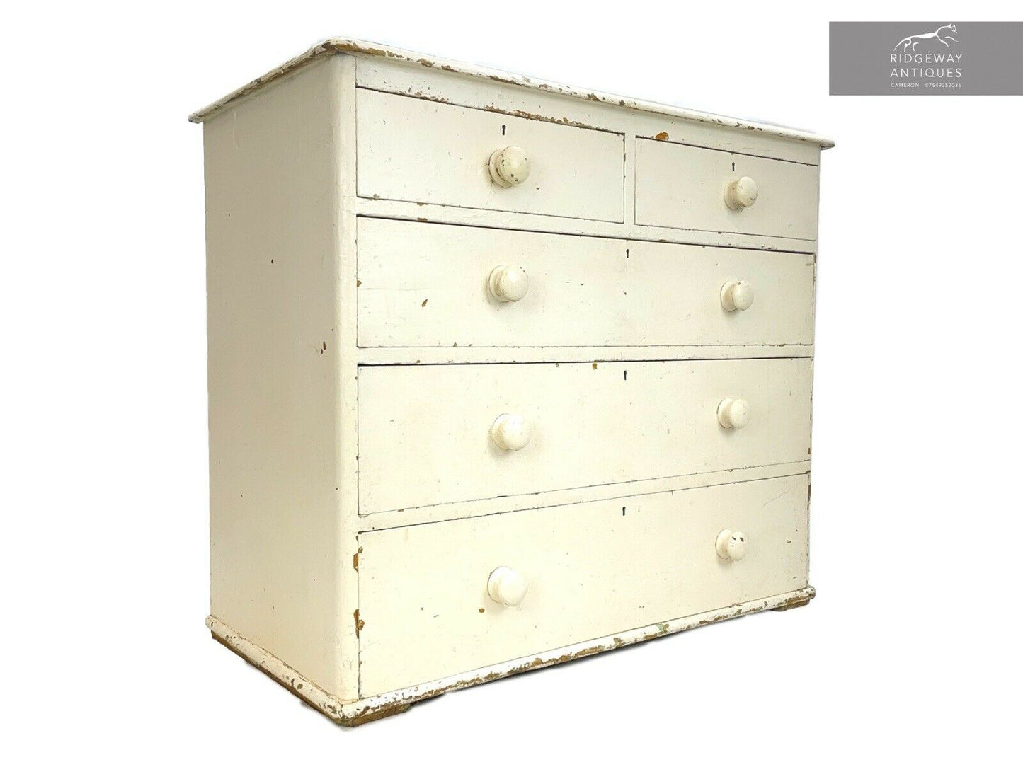 Antique / Rustic, Painted Pine Chest Of Drawers