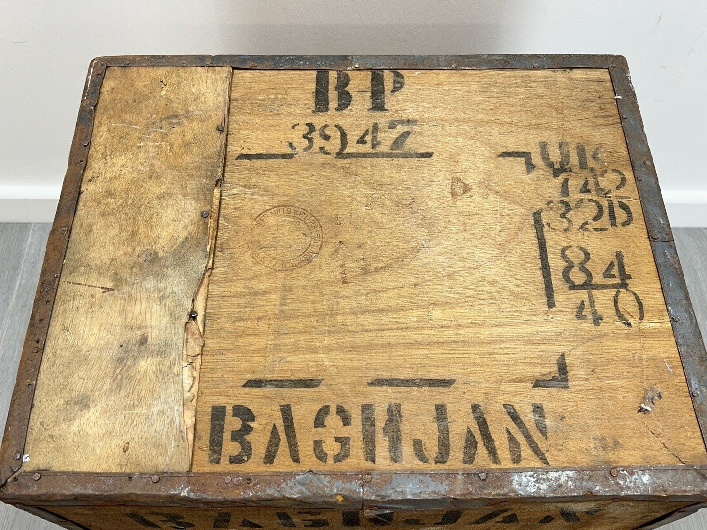 Vintage Wooden Tea Crate from Baghjan, India