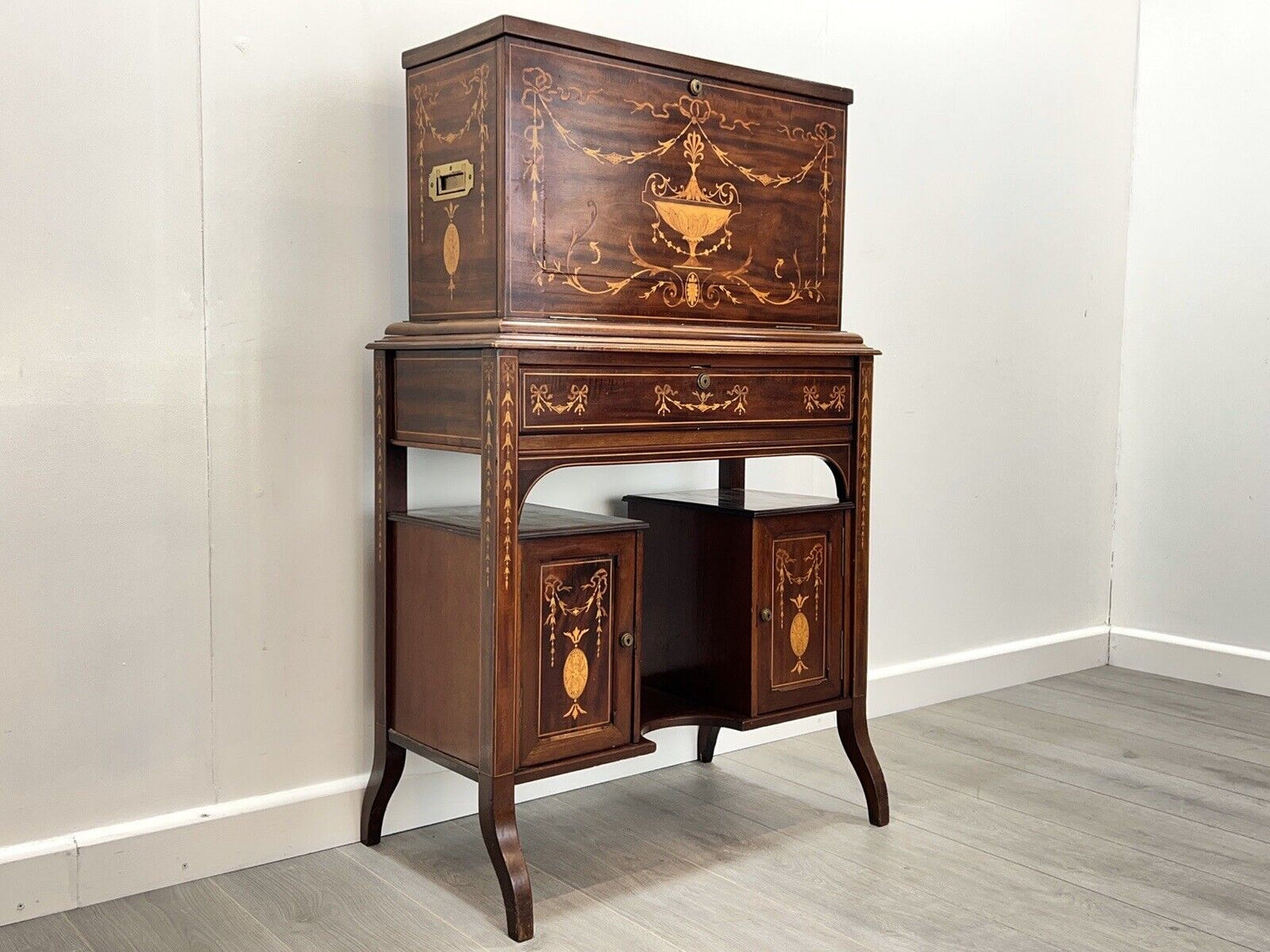 Edwardian, Campaign Style and Inlaid Travelling Writing Desk