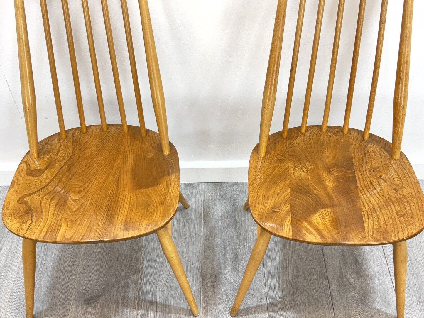 Pair of Ercol Goldsmith, Model 369, Elm Dining Chairs - Blue Label