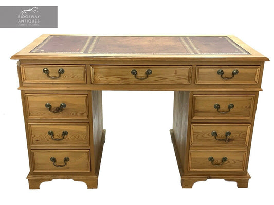 Vintage, Pine Double Pedestal Desk