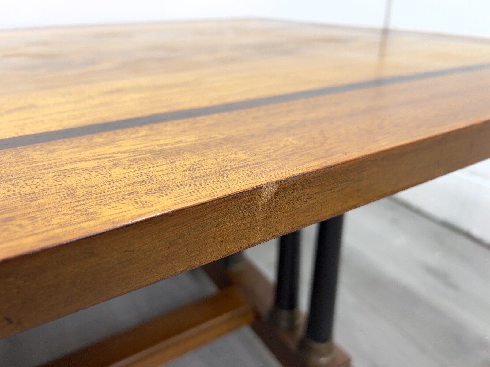 Empire Style, Extending Dining Table with Ebonised Pillars and Brass Details