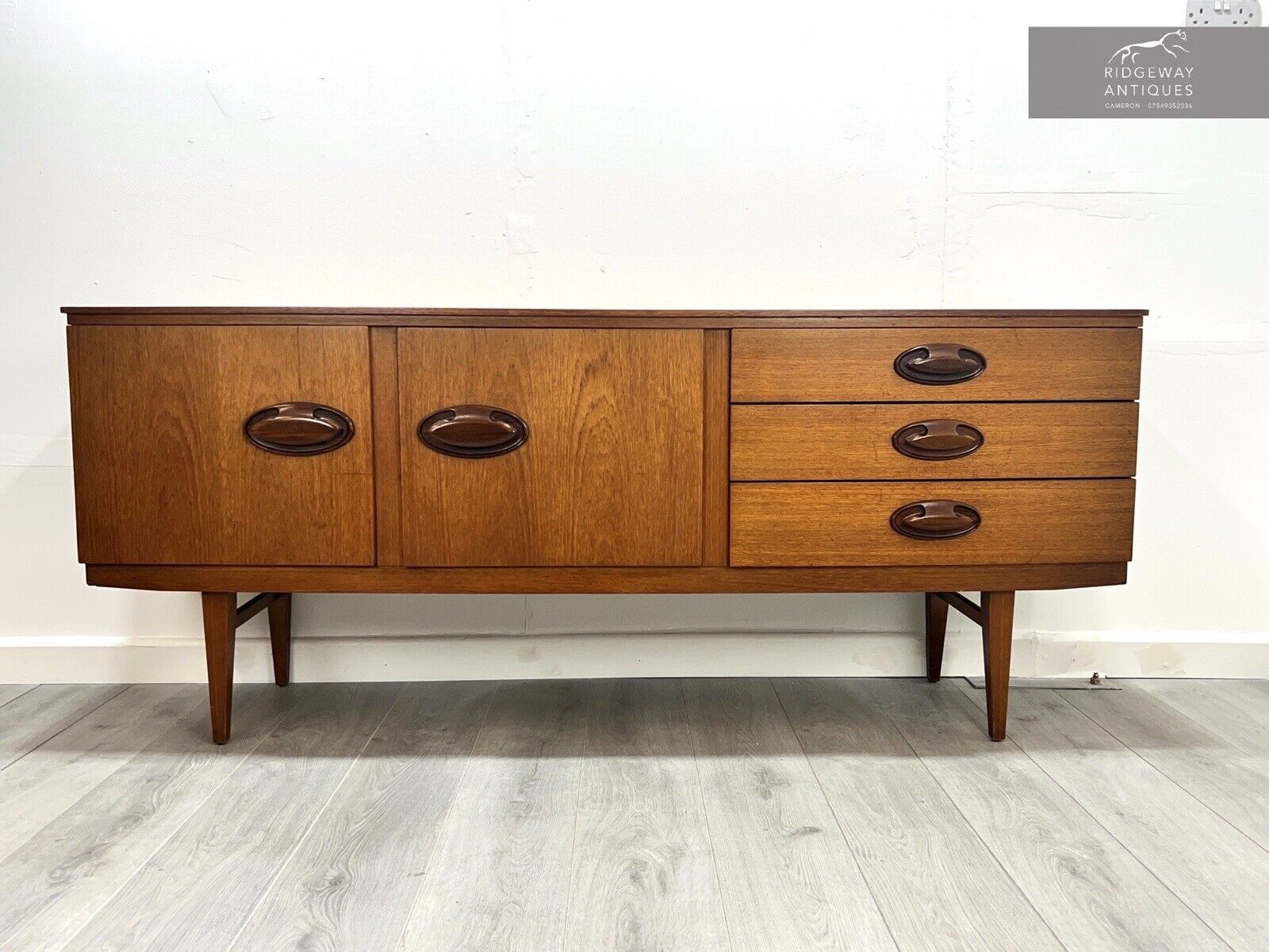 Beautility, Mid Century Bow Fronted Teak Sideboard