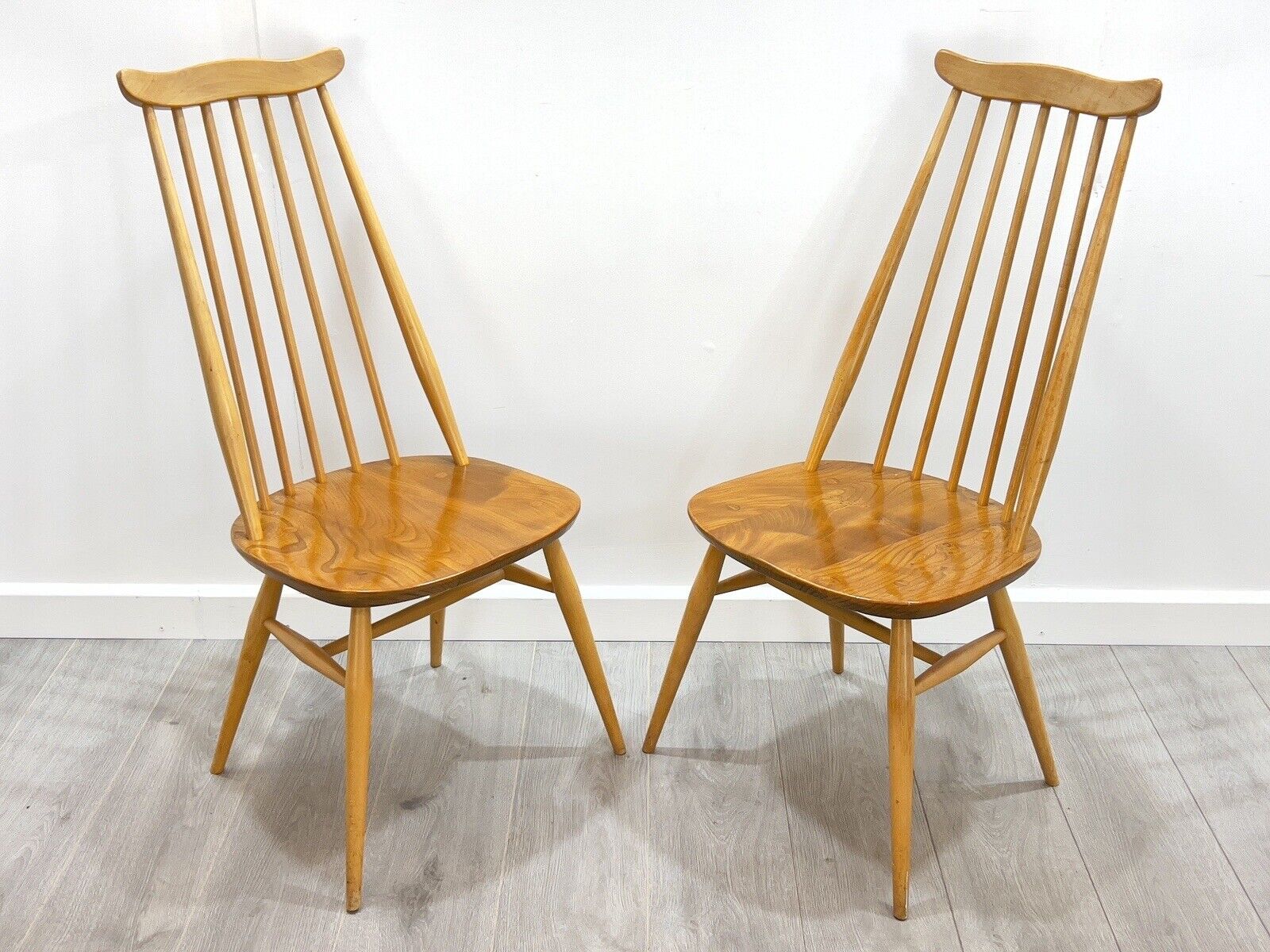 Pair of Ercol Goldsmith, Model 369, Elm Dining Chairs - Blue Label