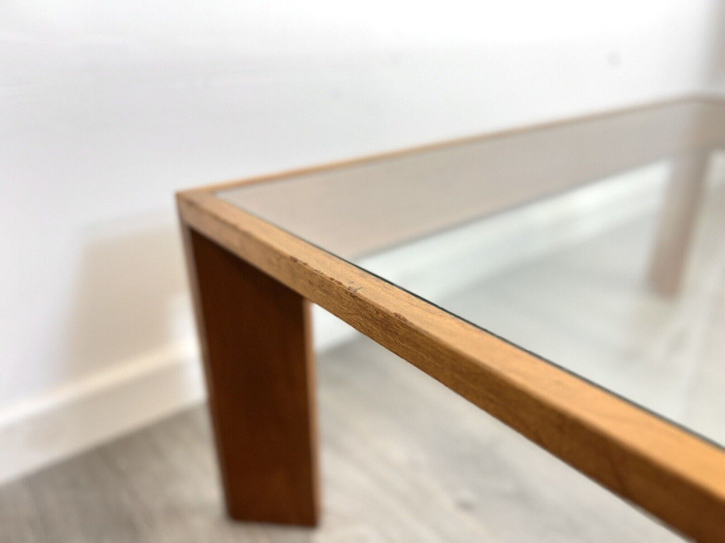 Vintage Cherry Wood and Glass Coffee Table