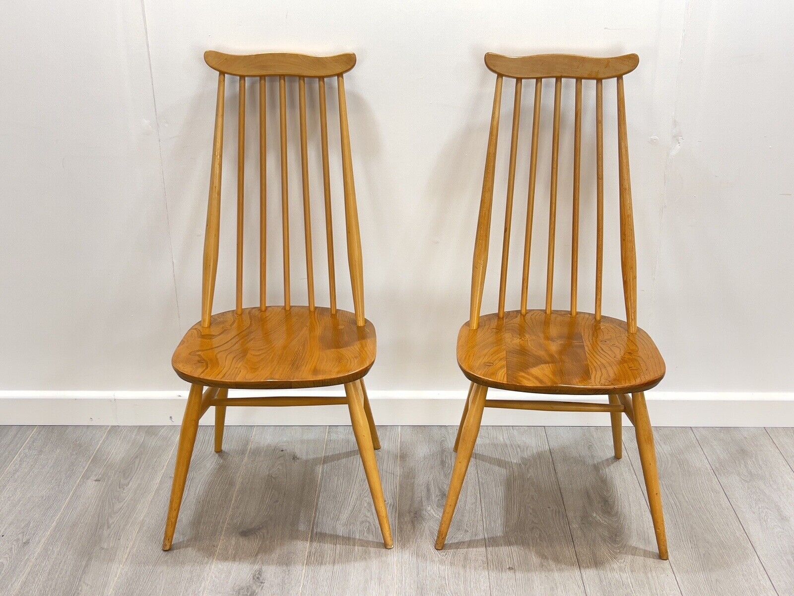 Pair of Ercol Goldsmith, Model 369, Elm Dining Chairs - Blue Label