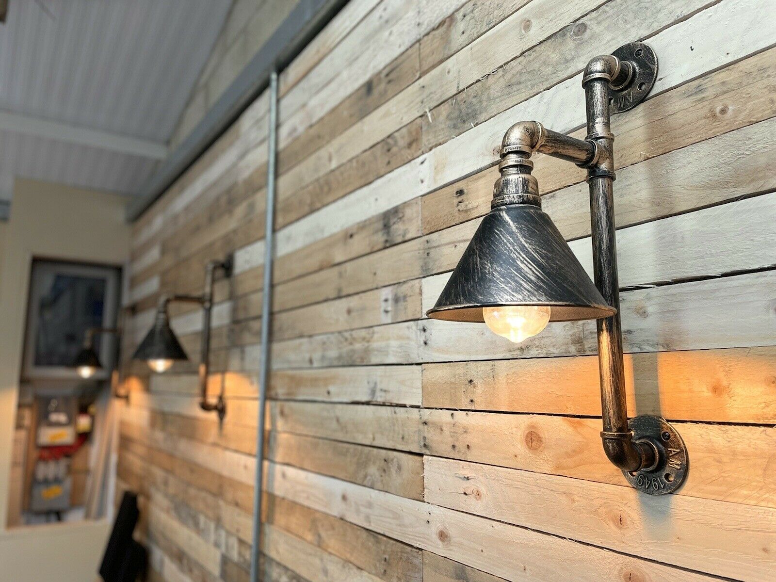 Industrial / Steampunk, Pipe Wall Lamp / Light - Approved For Commercial Install