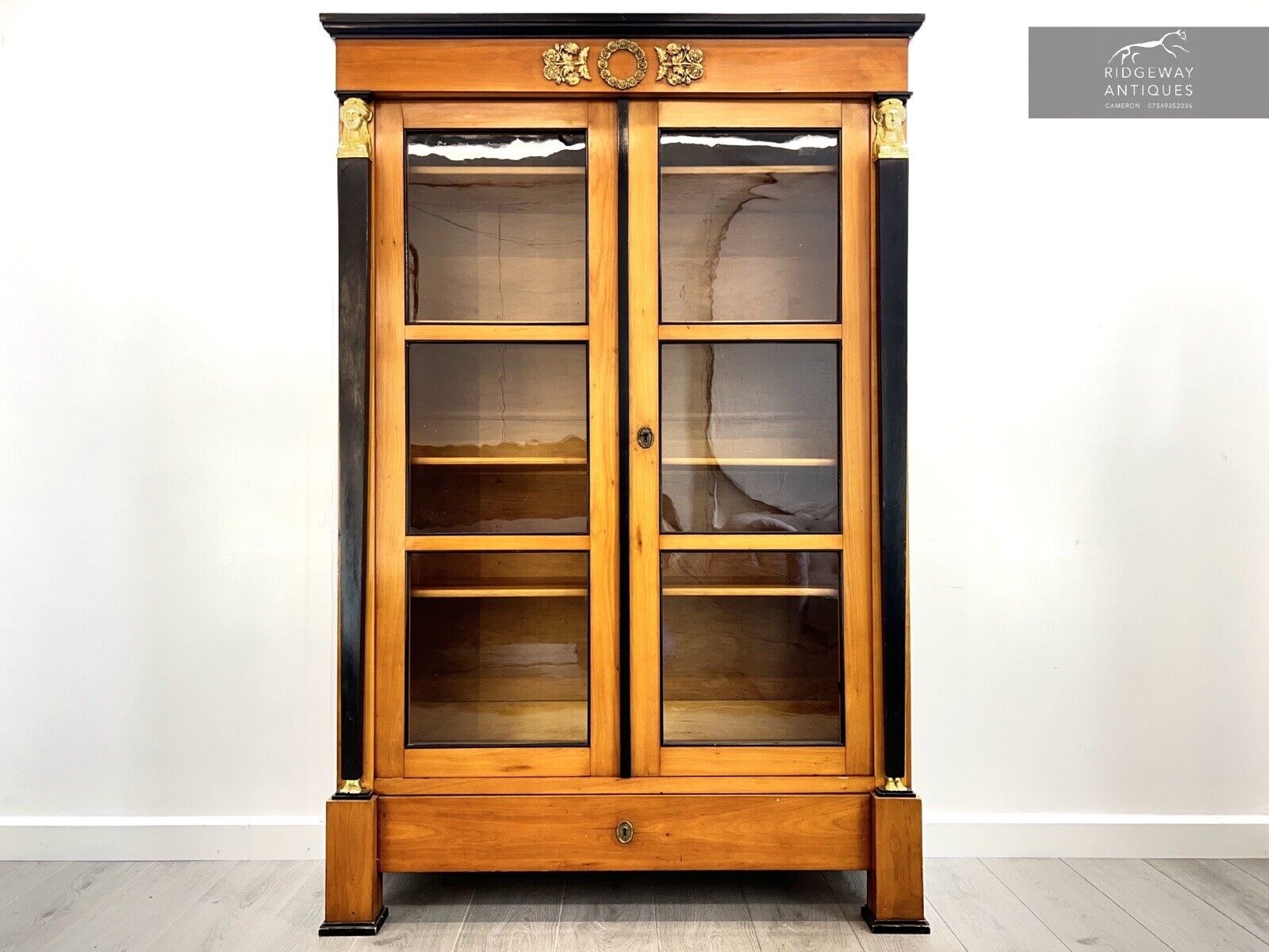 19th Century French Empire Style Vitrine / Display Cabinet with Ormolu Details