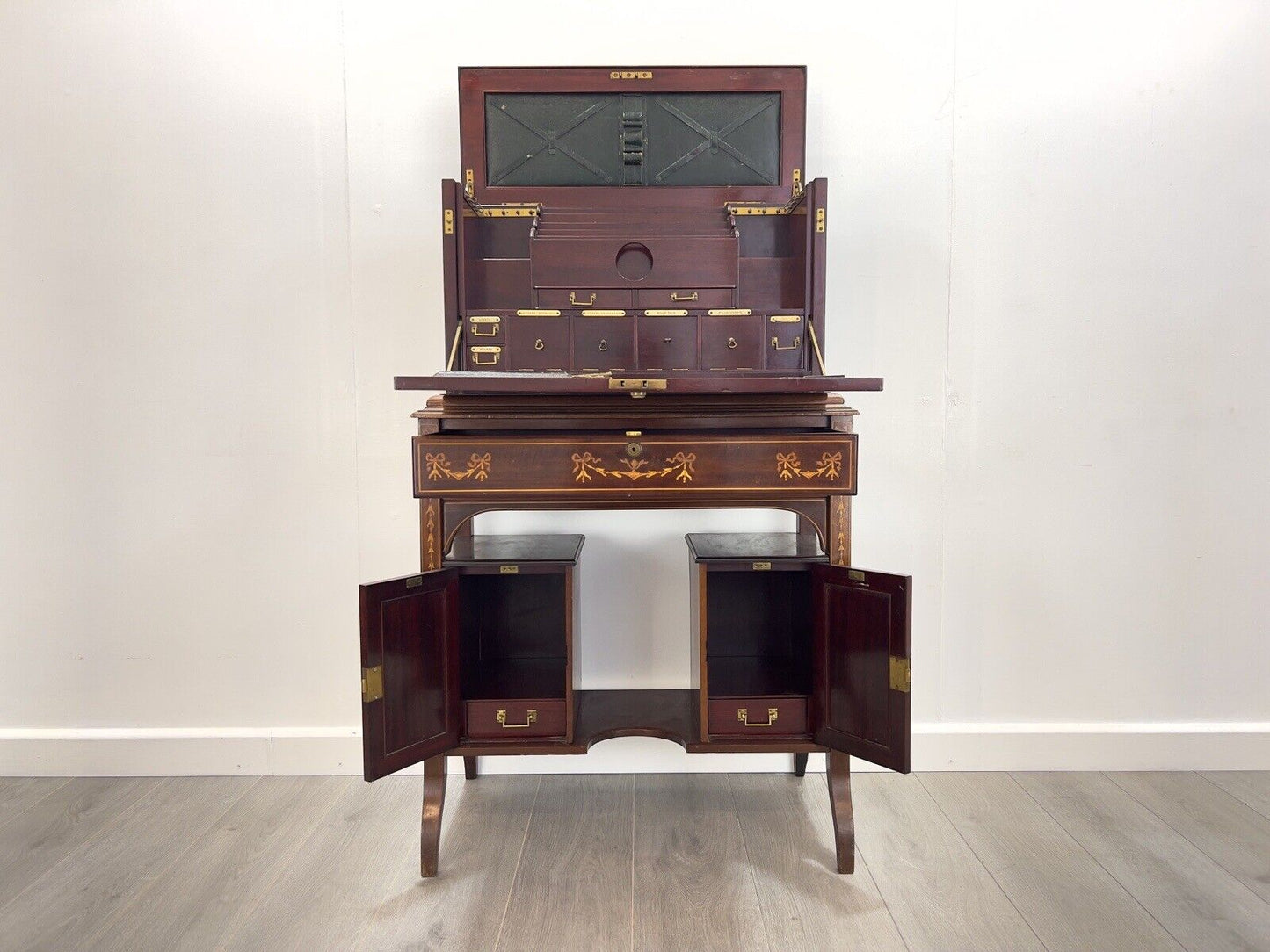 Edwardian, Campaign Style and Inlaid Travelling Writing Desk