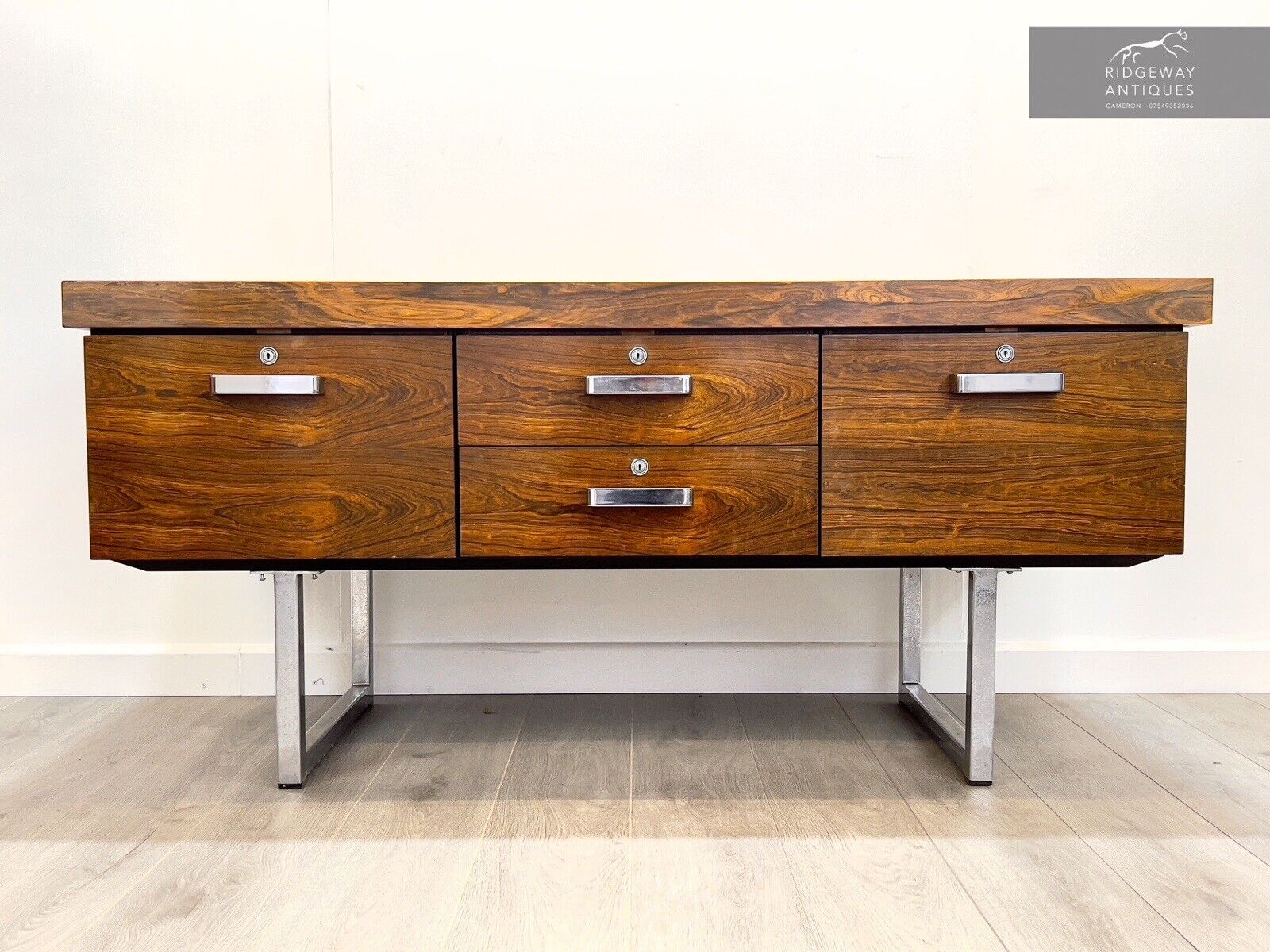 Trevor Chinn & Ray Leigh for Gordon Russell Prestige Rosewood & Chrome Sideboard