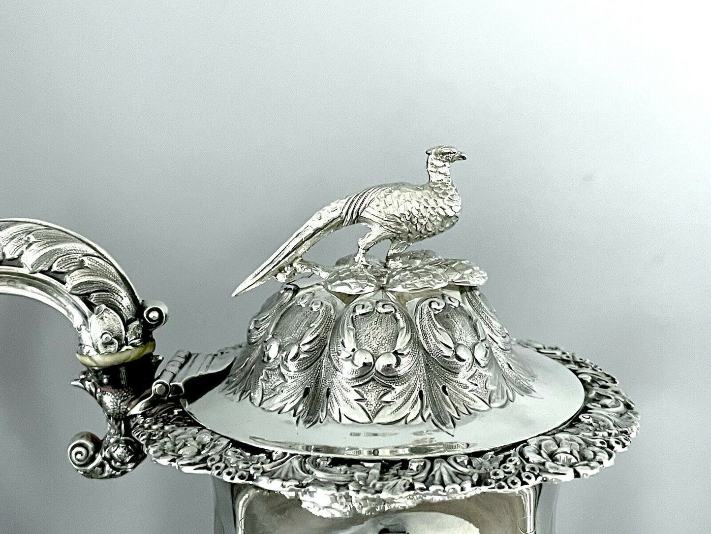 Silver Ornate Teapot By Samuel Haynes & Dudley Carter, London 1847 - 984g