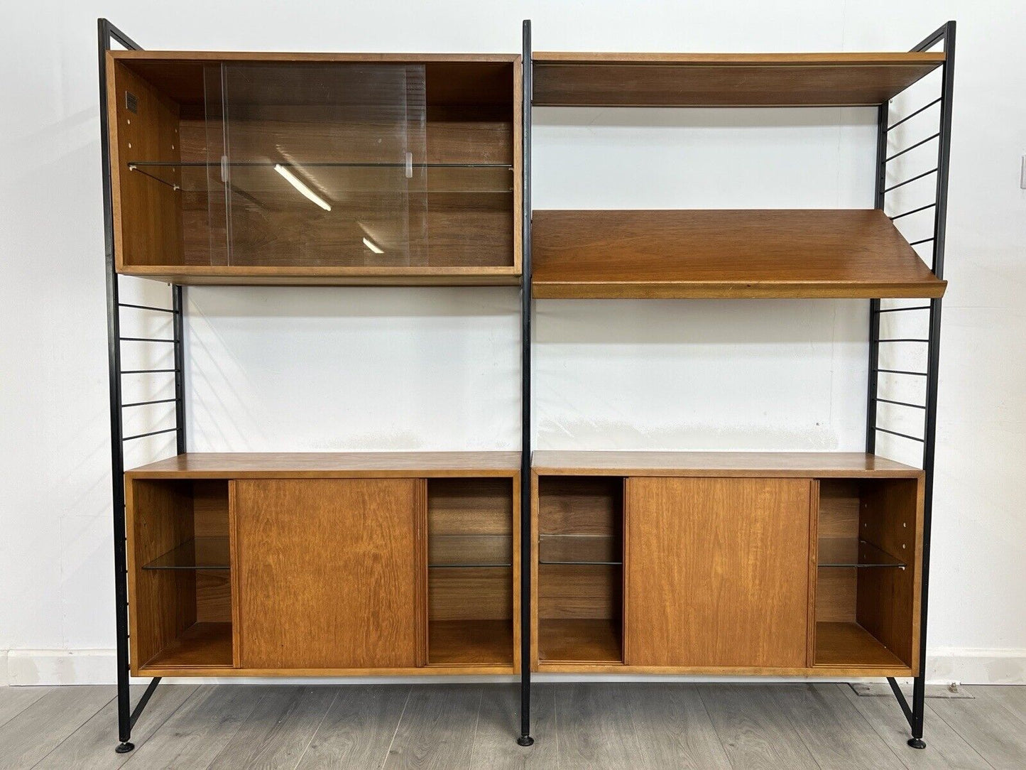 Ladderax, Mid Century Teak and Steel Modular Shelving