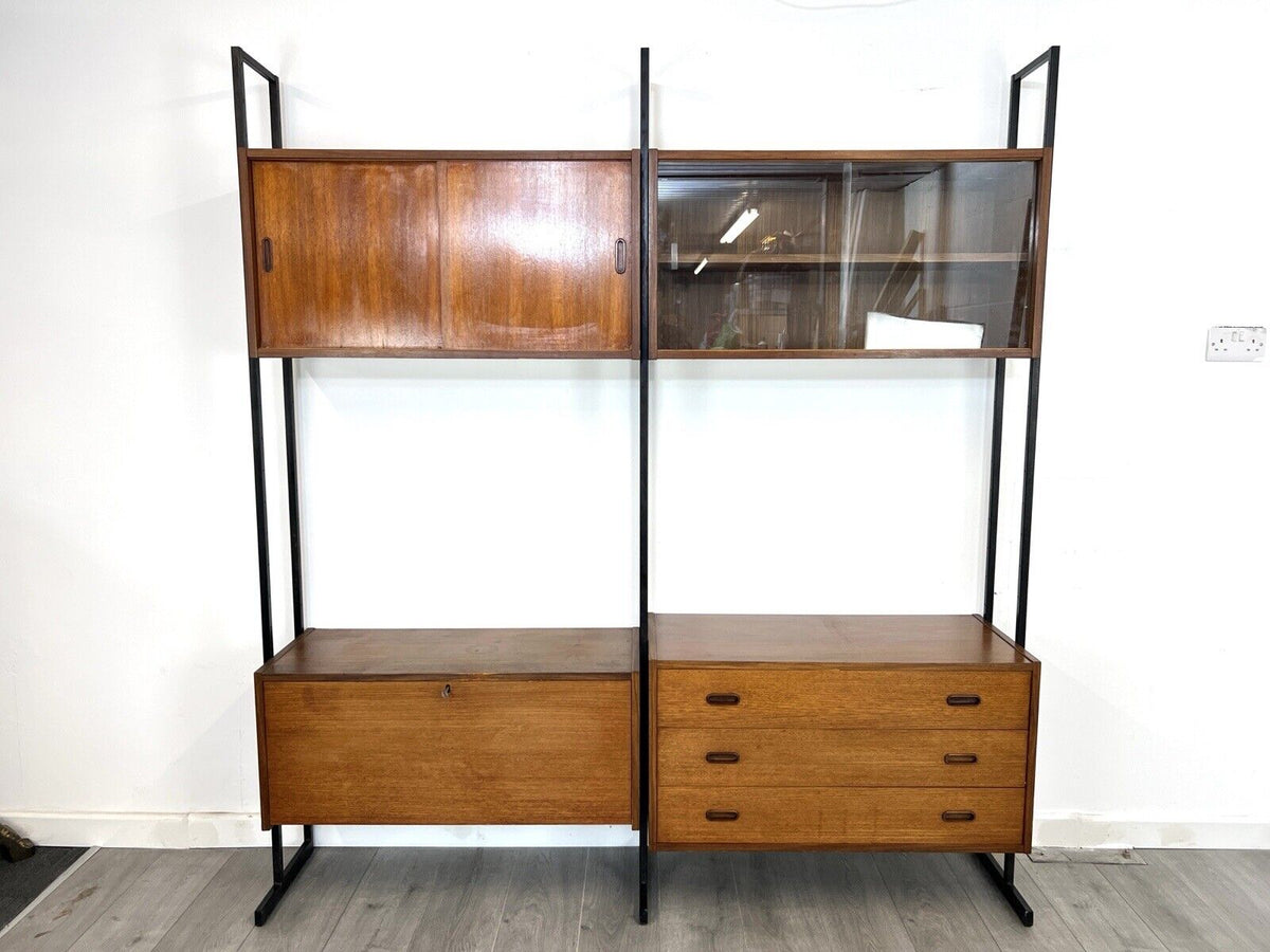 Interflex modular teak and Formica shelving unit